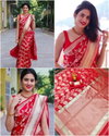 MF 1500 Red Designer Soft Lichi Silk Saree Wholesale Clothing Suppliers In India 